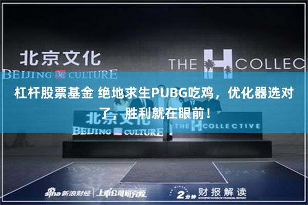 杠杆股票基金 绝地求生PUBG吃鸡，优化器选对了，胜利就在眼前！