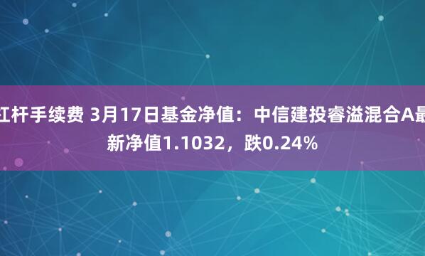 杠杆手续费 3月17日基金净值：中信建投睿溢混合A最新净值1.1032，跌0.24%